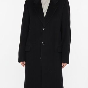 Canali Made in Italy Black Made in Italy 100% Wool Trench Coat Jacket Sz 50